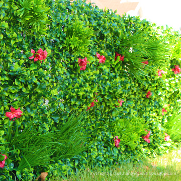 Factory sale eco-friendly artificial pvc ivy hedge with uv flower leaves